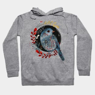 Nordic Folk Art Bird, Woodland Animal Folk Art Hoodie